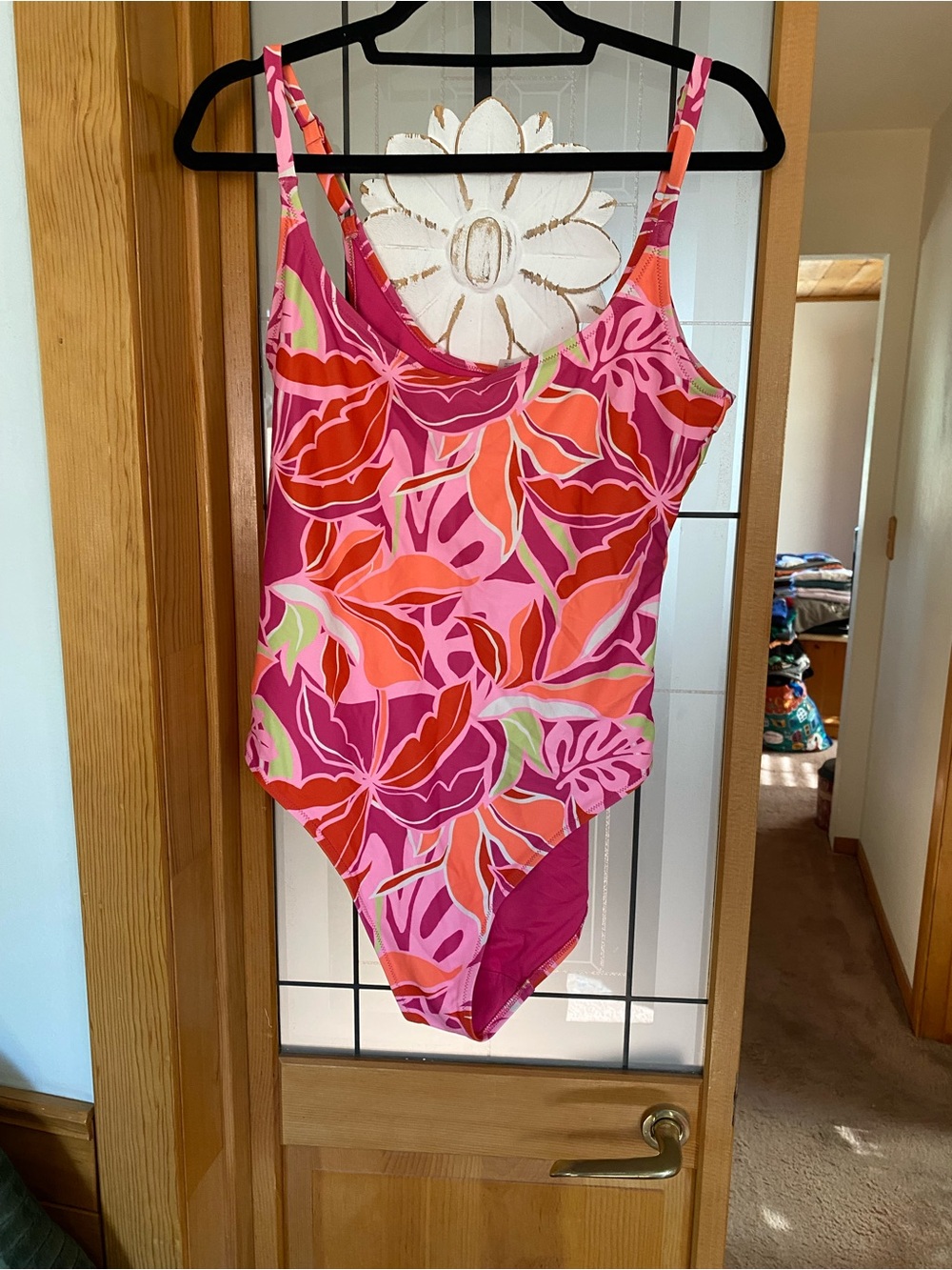 Old Navy Pink & Orange Floral One-Piece Swimsuit